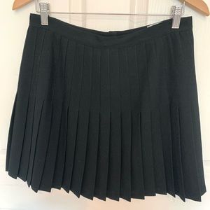 Pleated Black 100% Wool Mini Skirt Fully Lined Made in USA